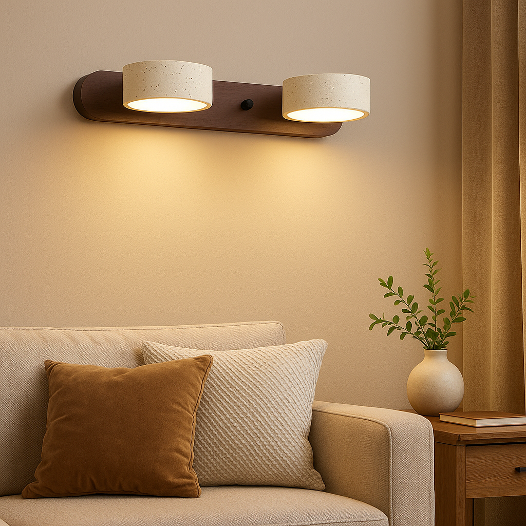 Rotatable Wall Light with Wooden Base