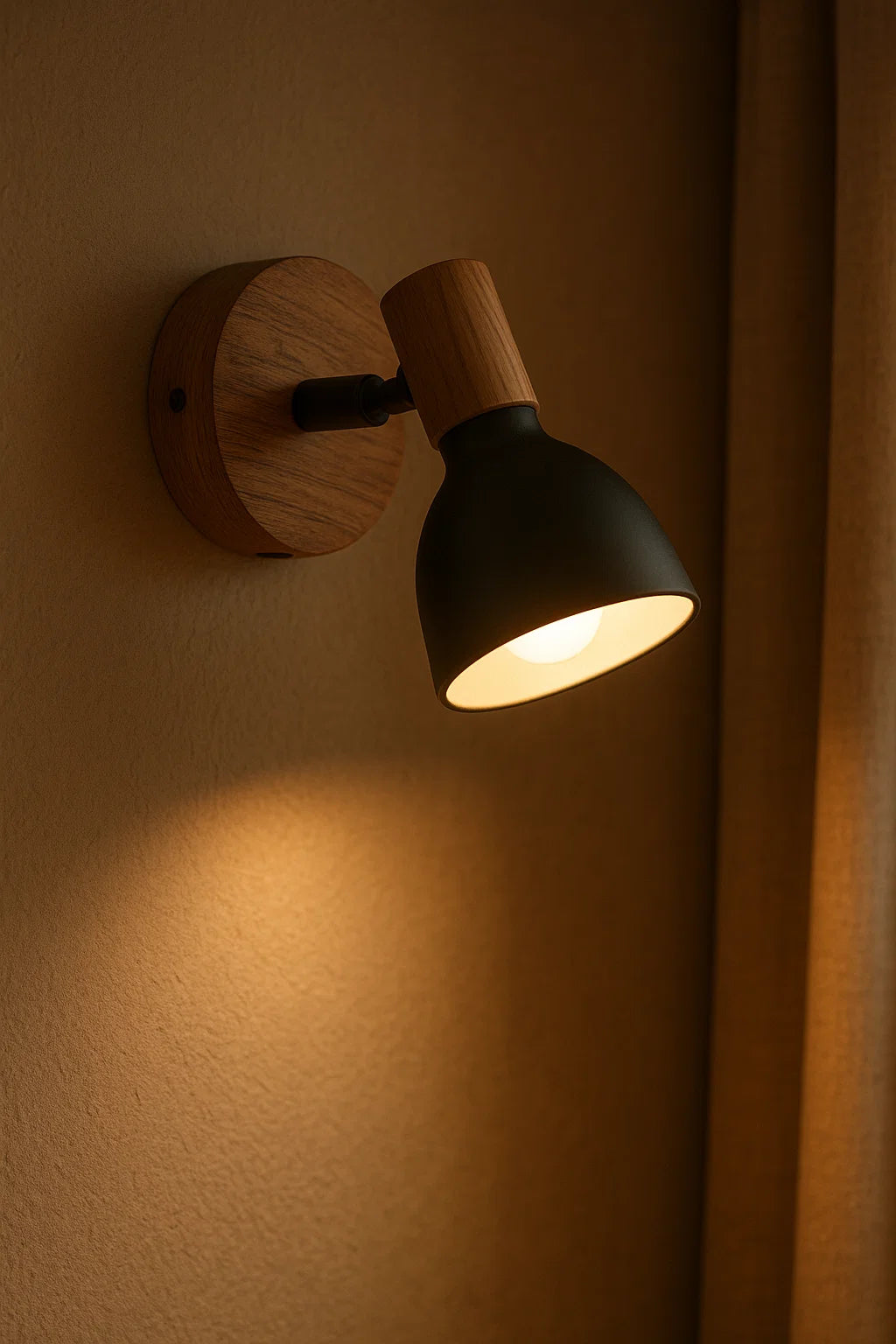 Rotatable Wall Light with Wooden Base